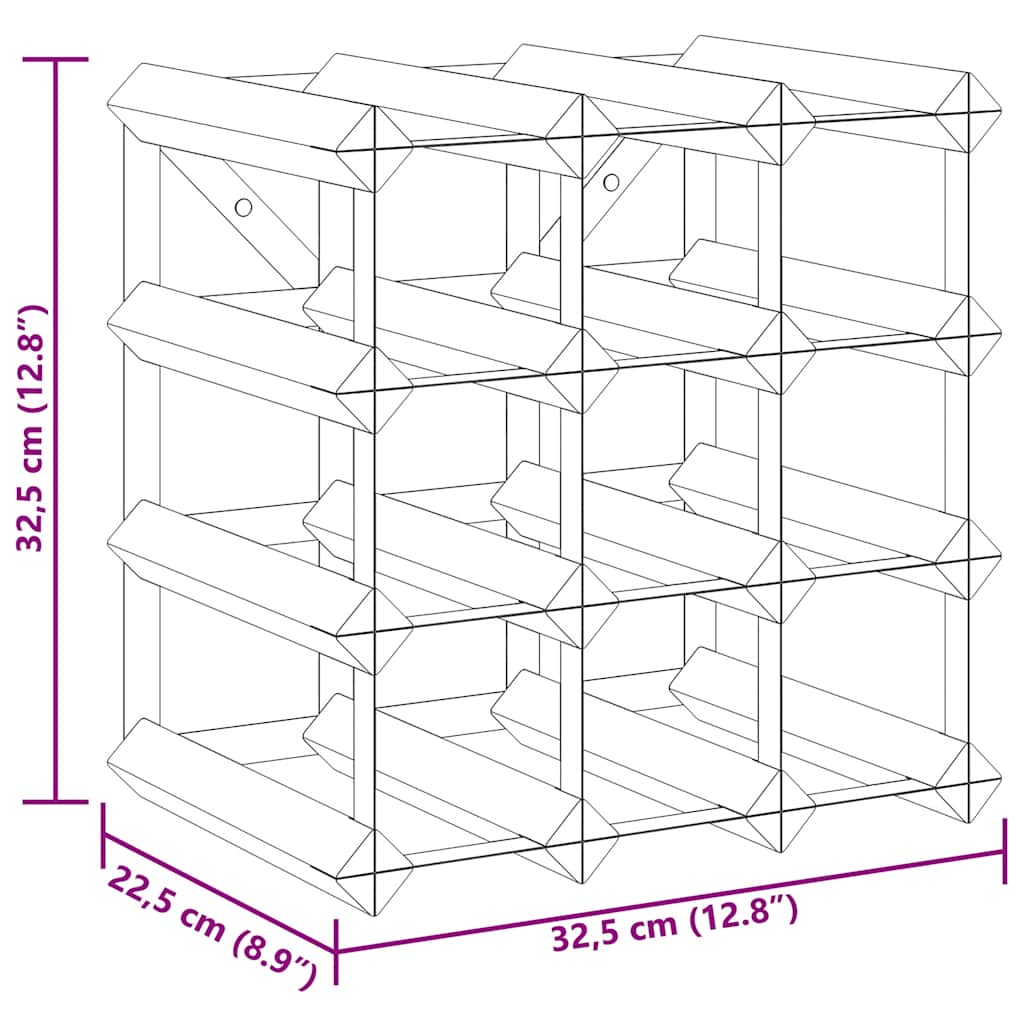 vidaXL Weinregal für 12 Flaschen Schwarz Massivholz Kiefer