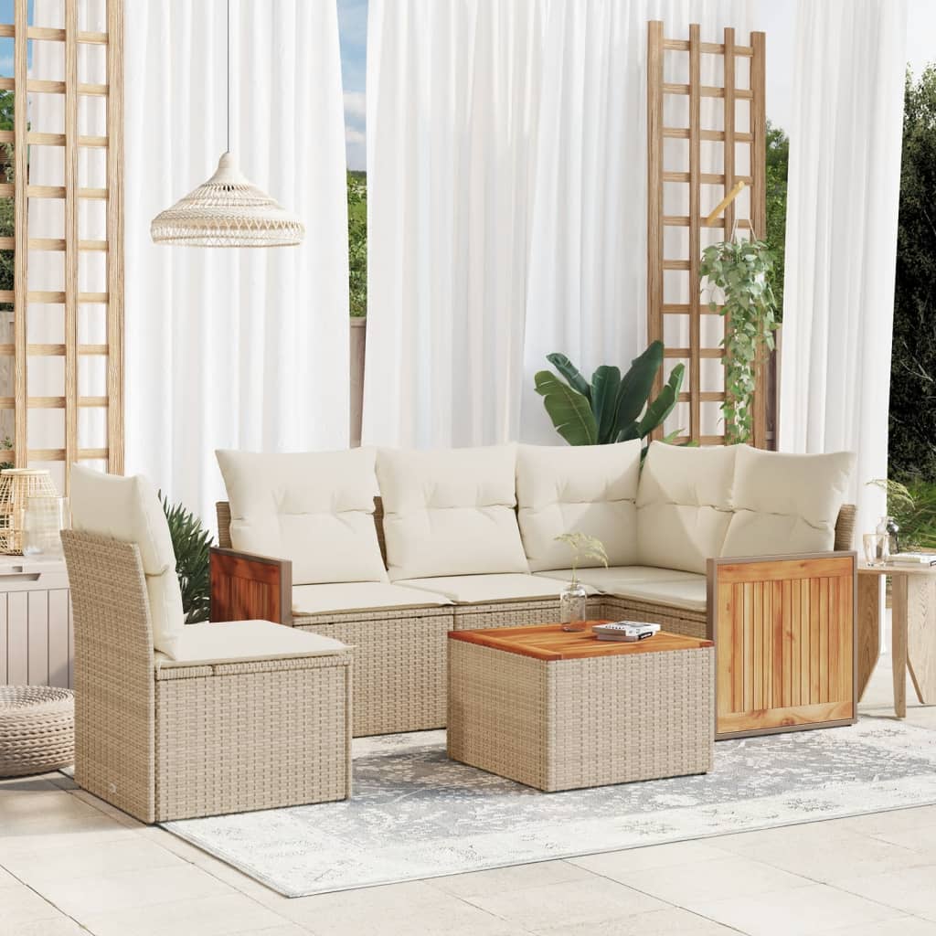 5-tlg. Garten-Sofagarnitur mit Kissen Schwarz Poly Rattan
