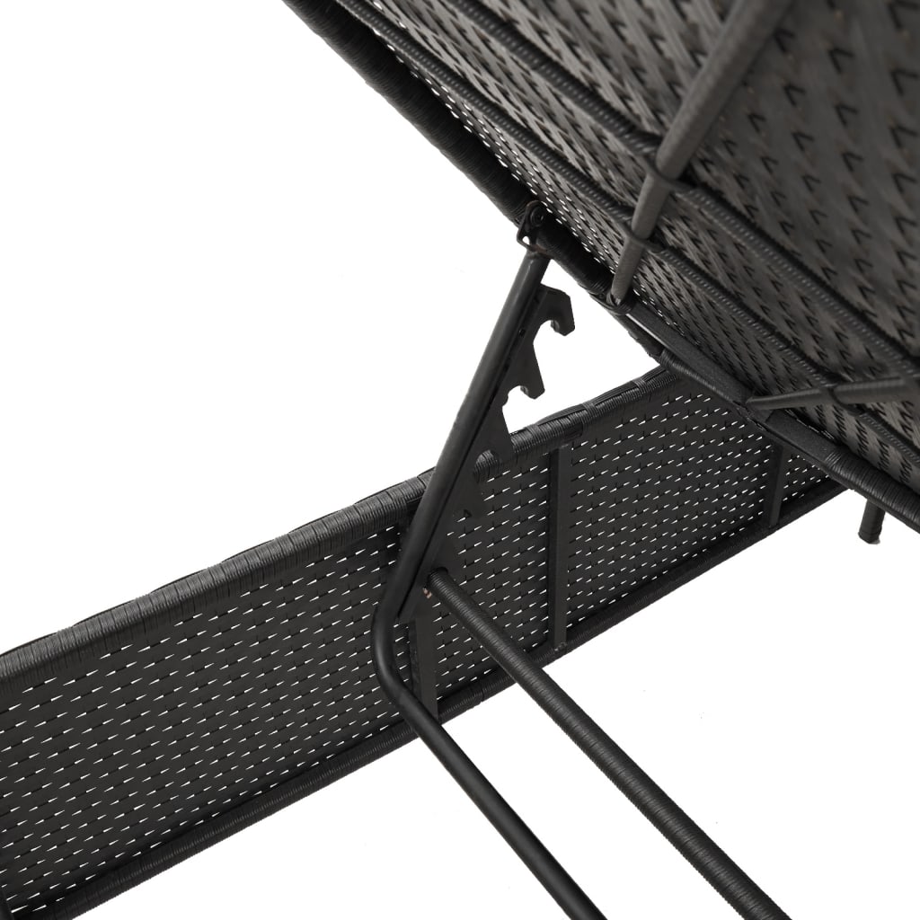 vidaXL Sonnenliegen mit Auflagen 2 Stk. Schwarz Poly Rattan