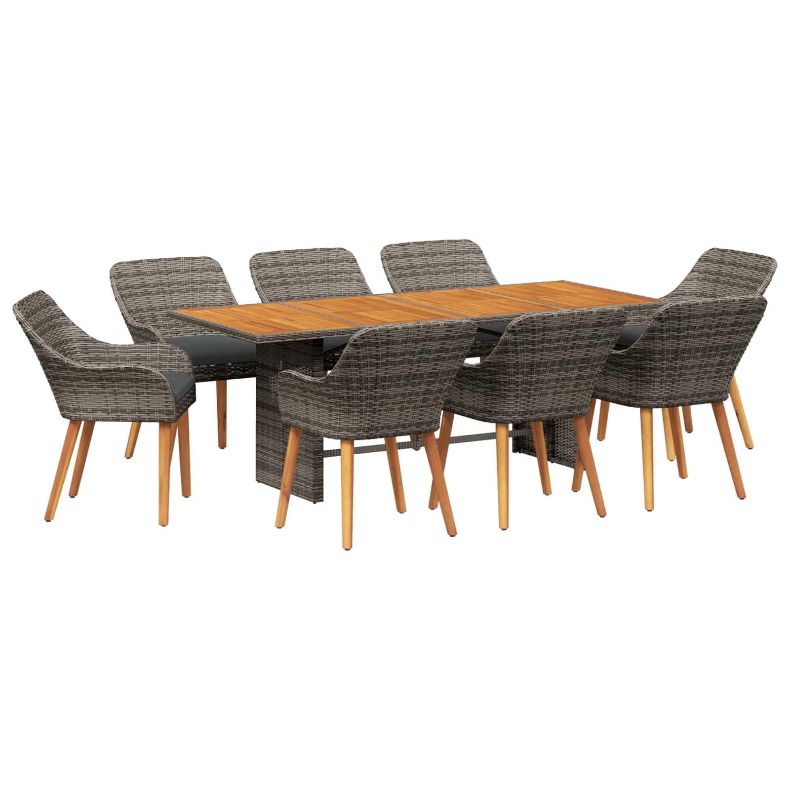 Garten Essgruppe mit Kissen 7 pcs Schwarz Poly-Rattan