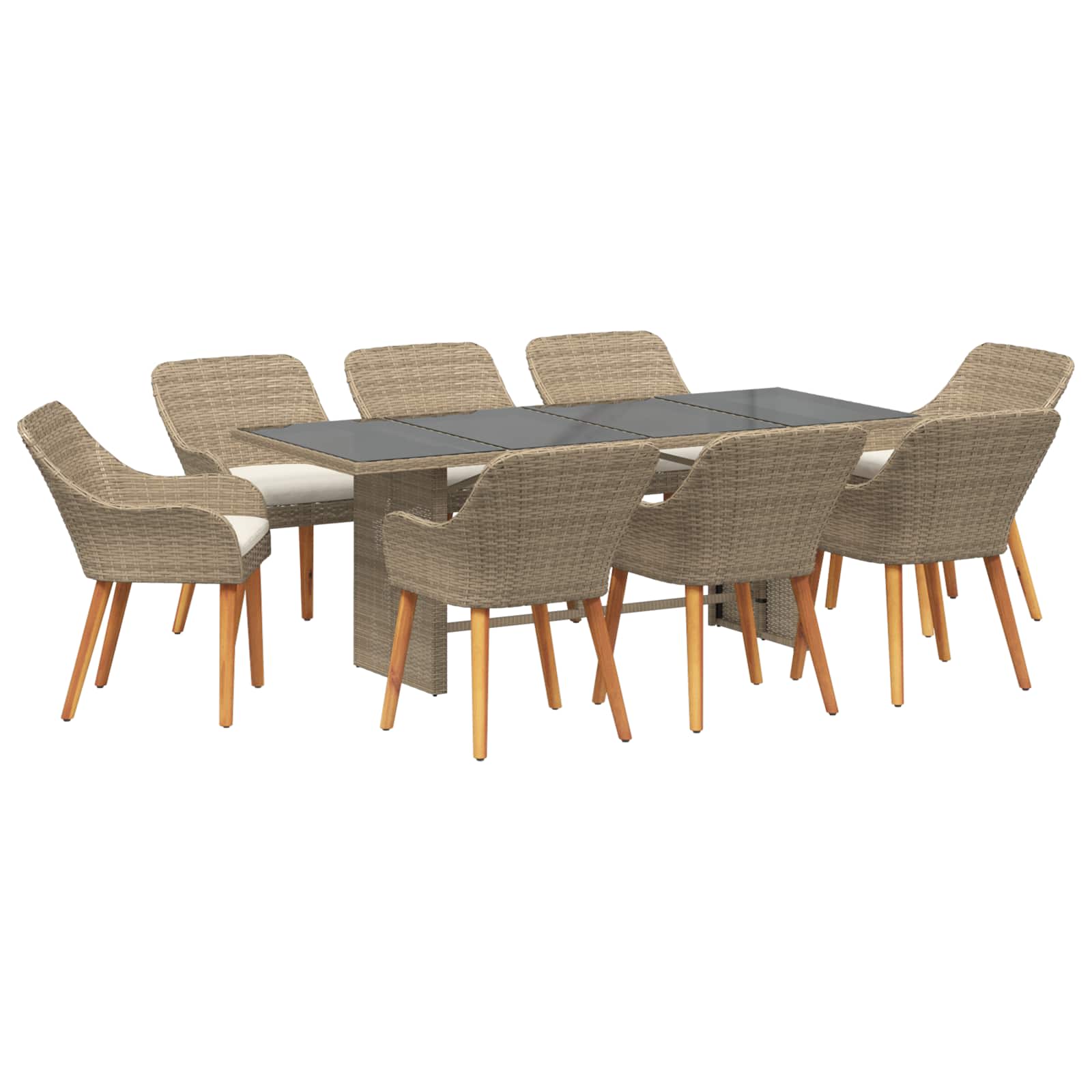 Garten Essgruppe mit Kissen 7 pcs Schwarz Poly-Rattan