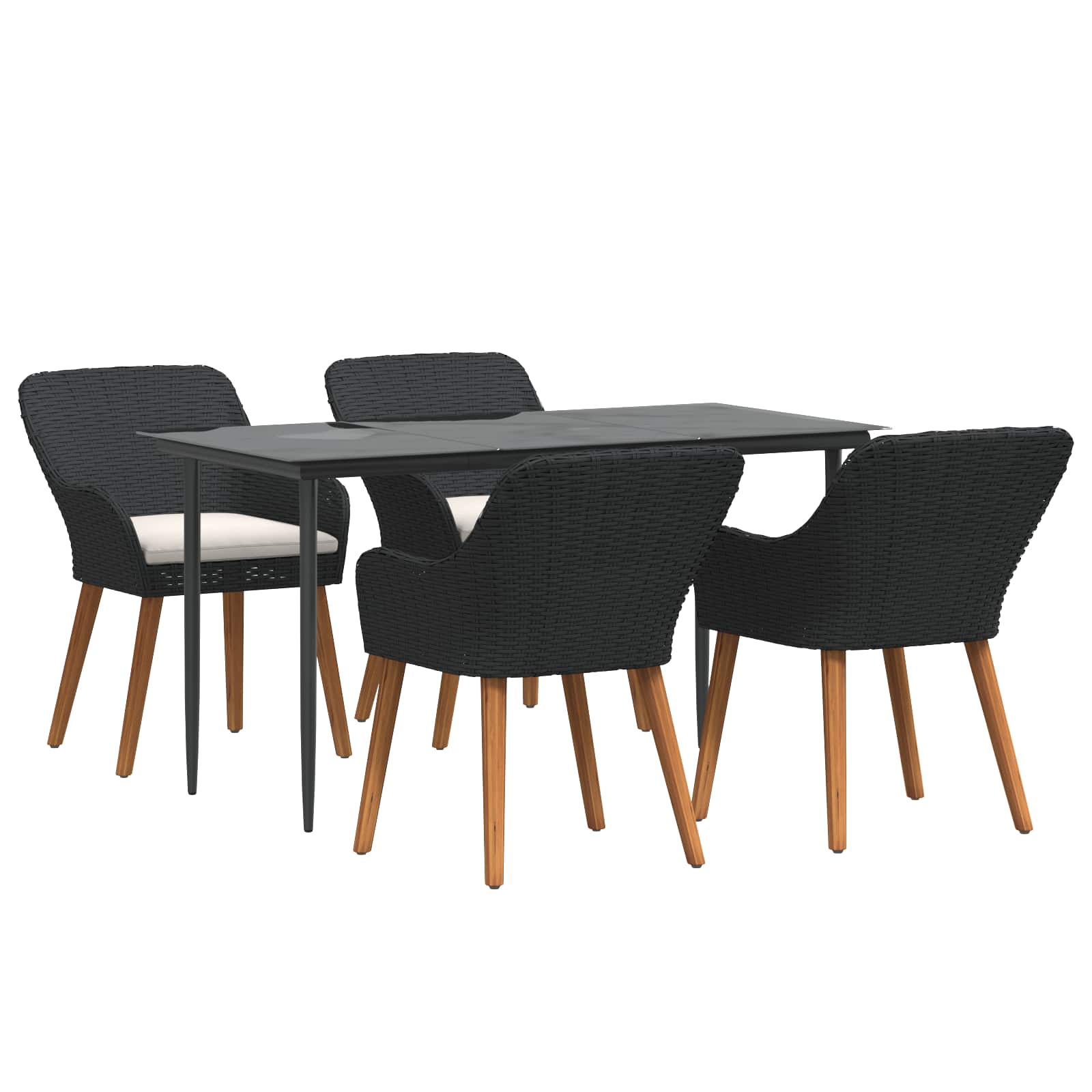 Garten Essgruppe mit Kissen 3 pcs Schwarz Poly-Rattan