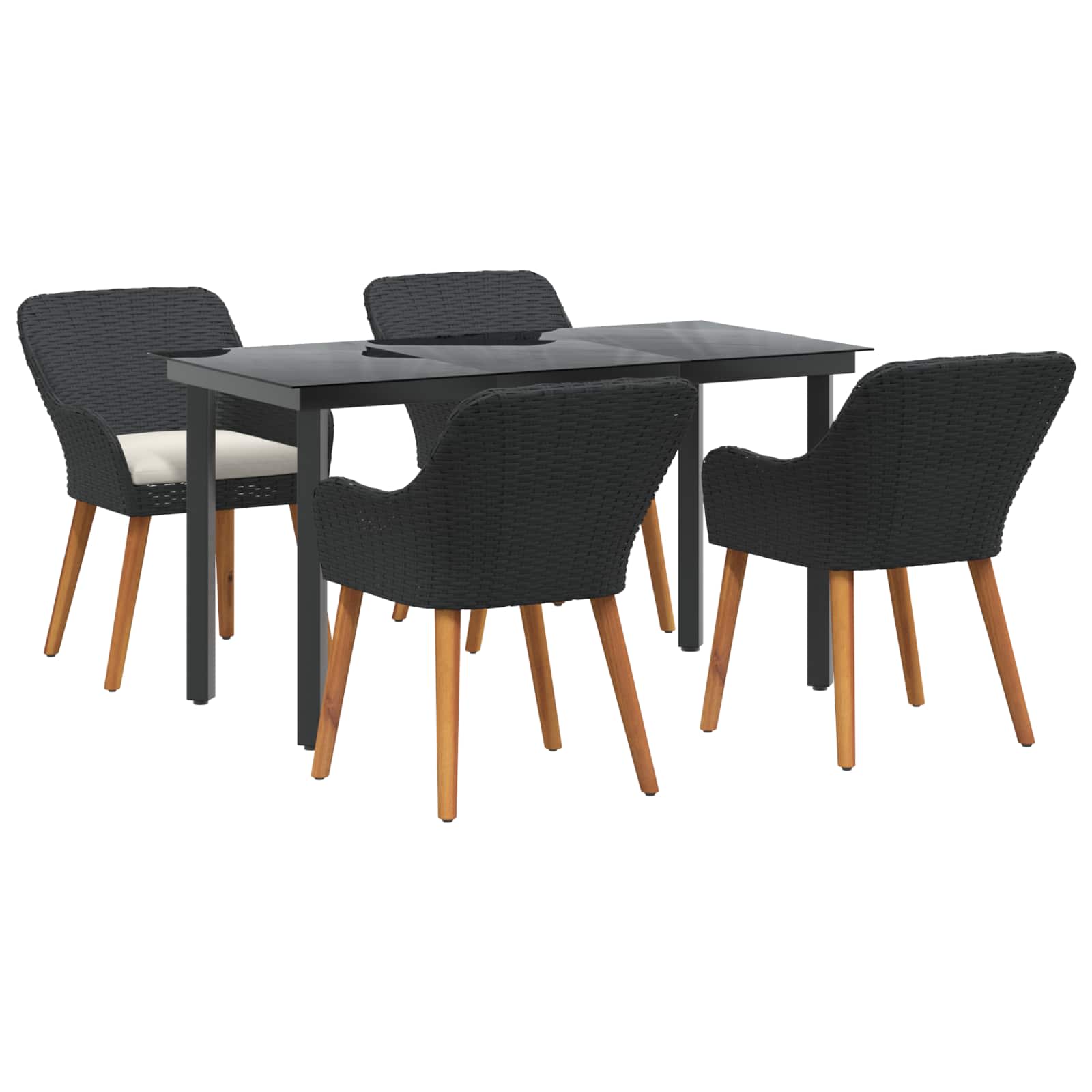 Garten Essgruppe mit Kissen 3 pcs Schwarz Poly-Rattan