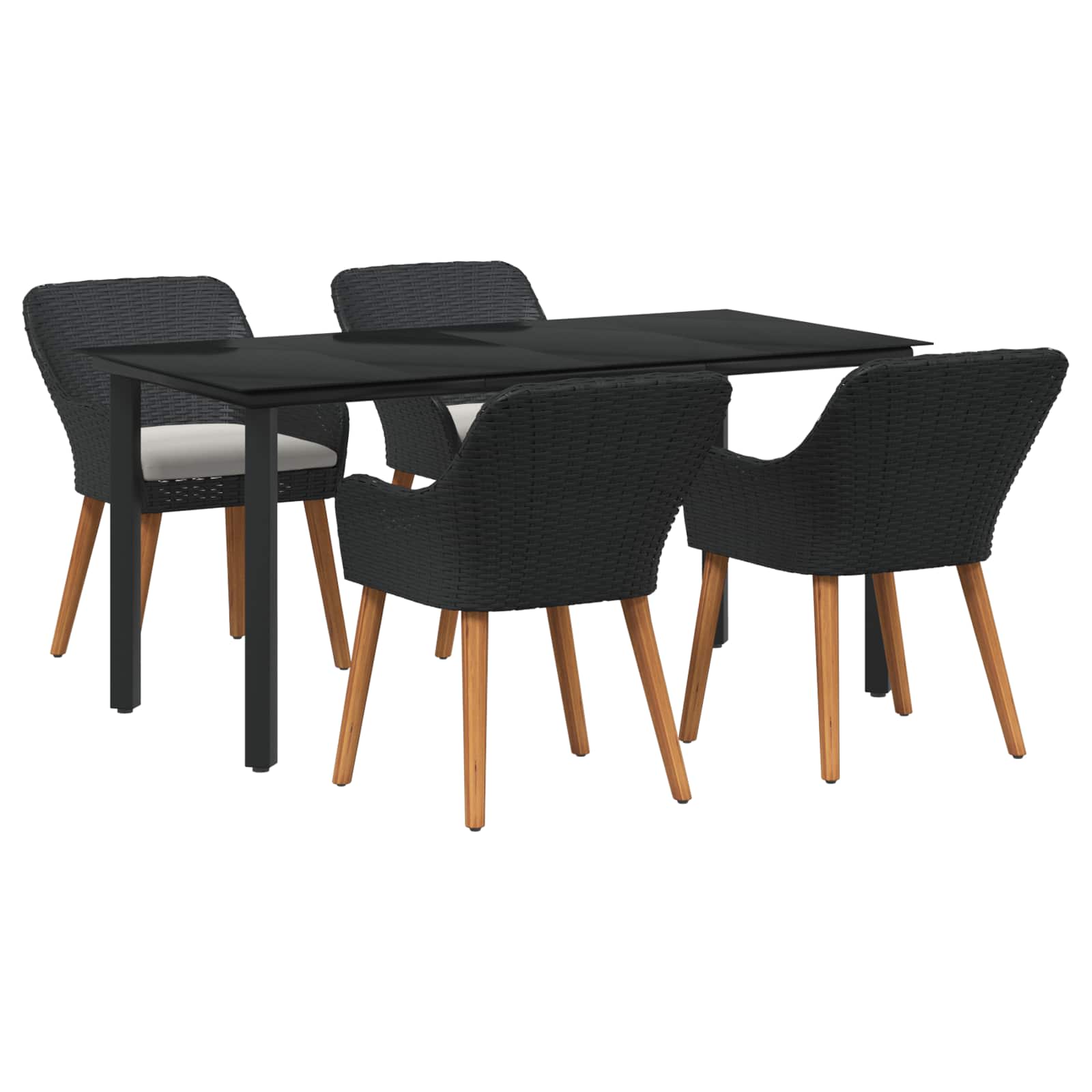 Garten Essgruppe mit Kissen 3 pcs Schwarz Poly-Rattan