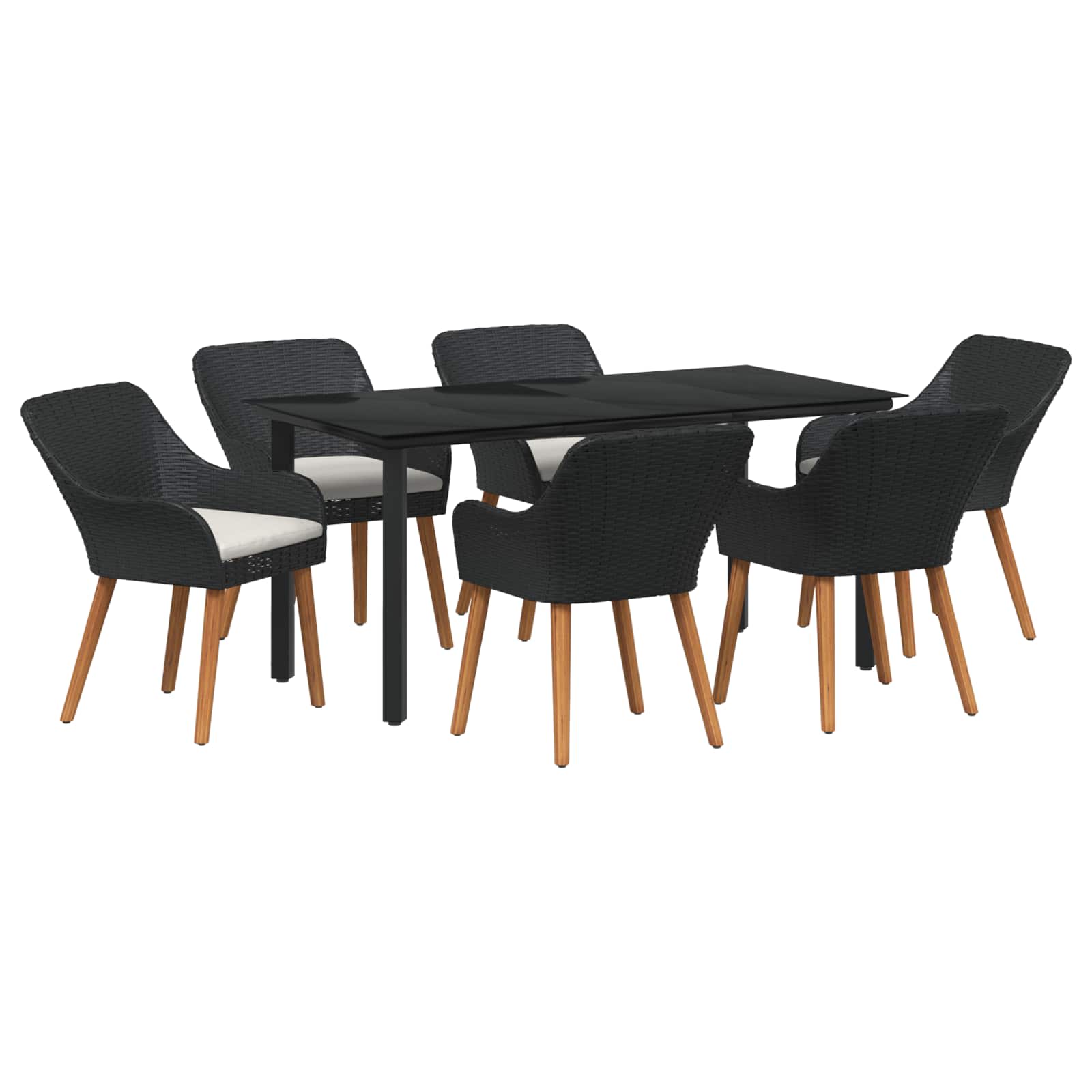 Garten Essgruppe mit Kissen 3 pcs Schwarz Poly-Rattan