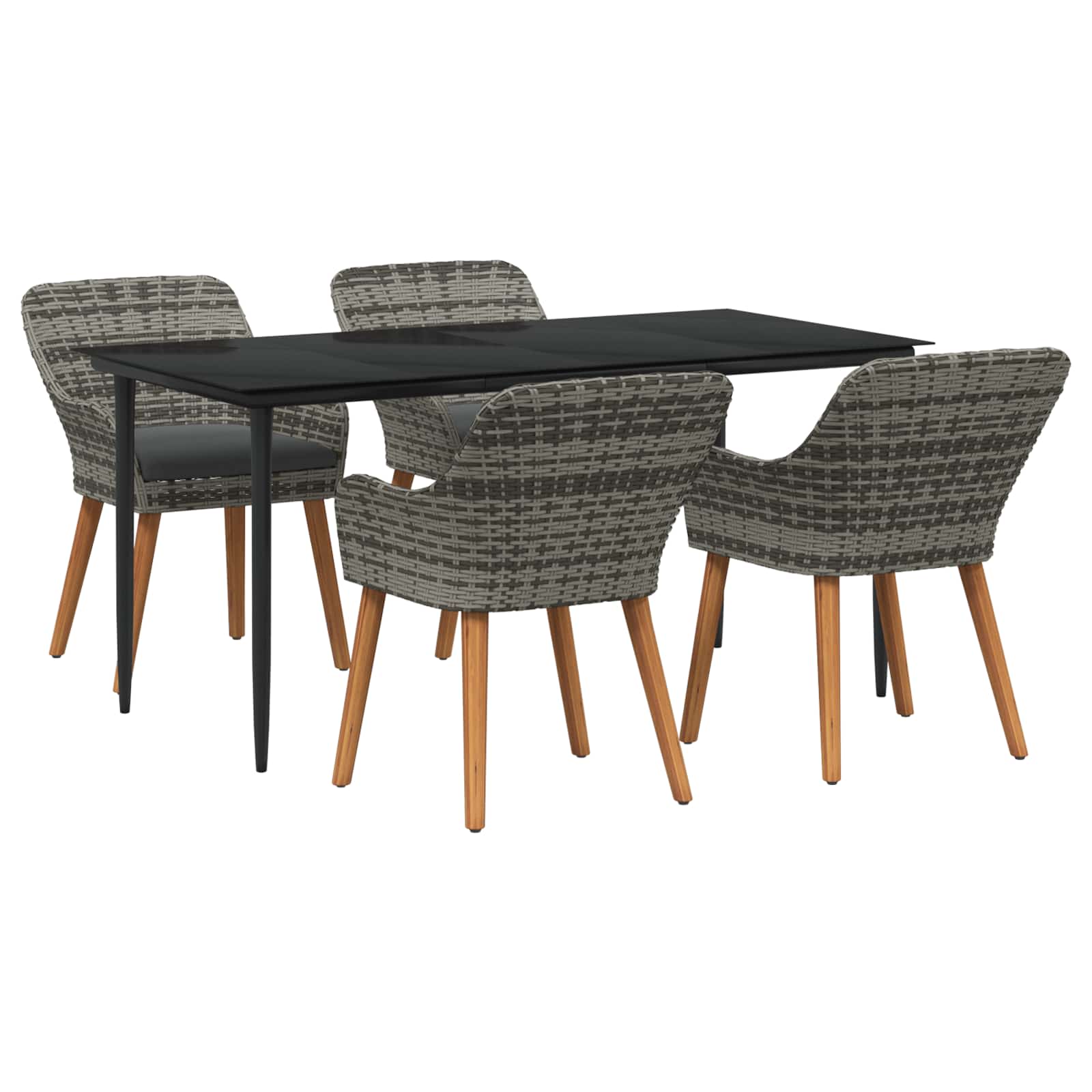 Garten Essgruppe mit Kissen 3 pcs Schwarz Poly-Rattan