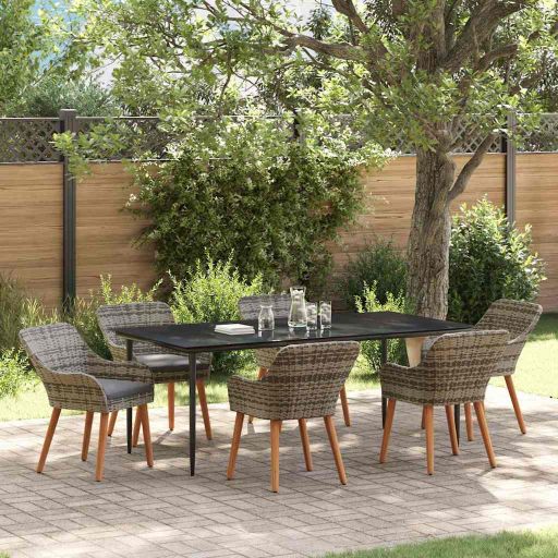 Garten Essgruppe mit Kissen 3 pcs Schwarz Poly-Rattan