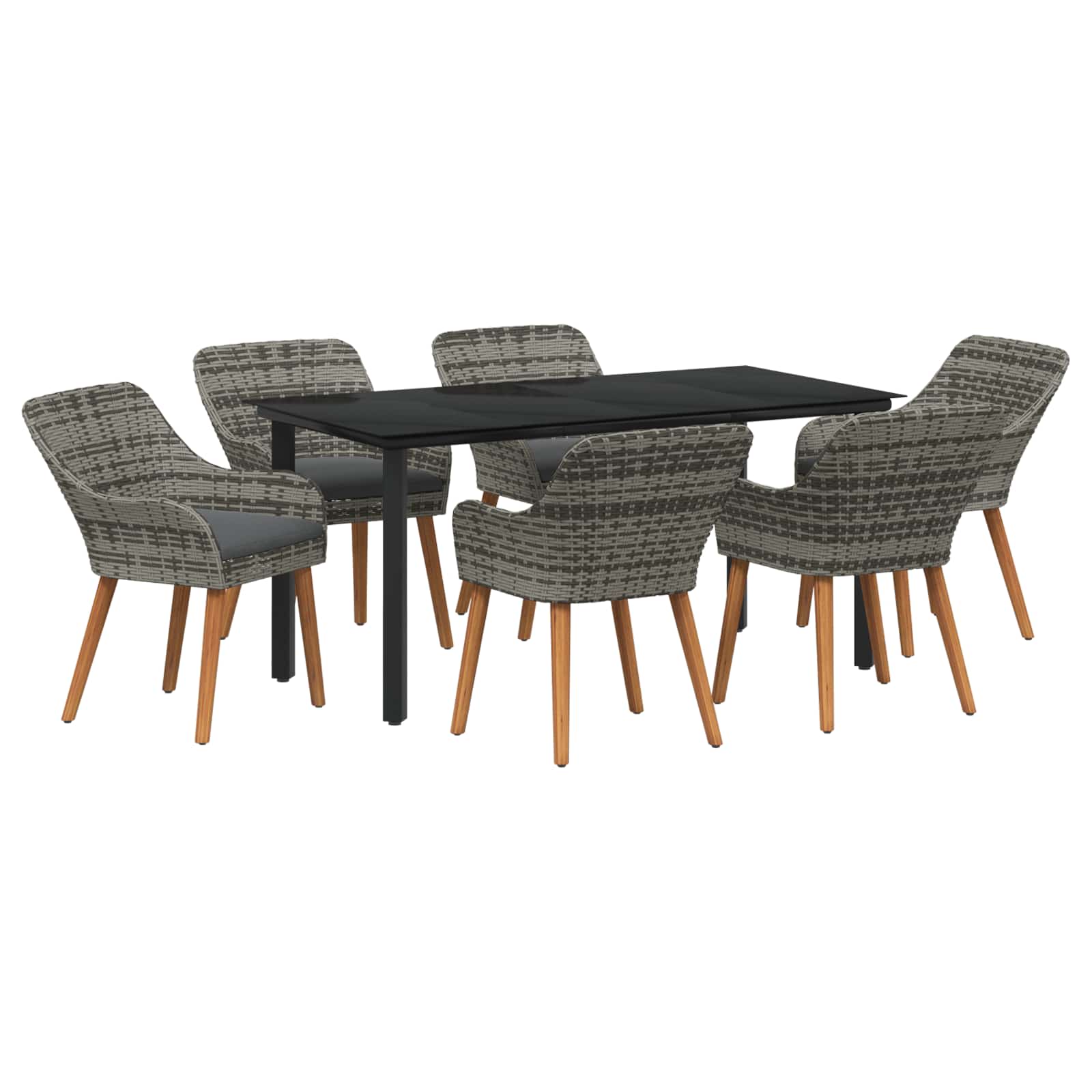 Garten Essgruppe mit Kissen 3 pcs Schwarz Poly-Rattan