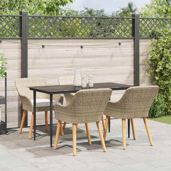 Garten Essgruppe mit Kissen 3 pcs Schwarz Poly-Rattan