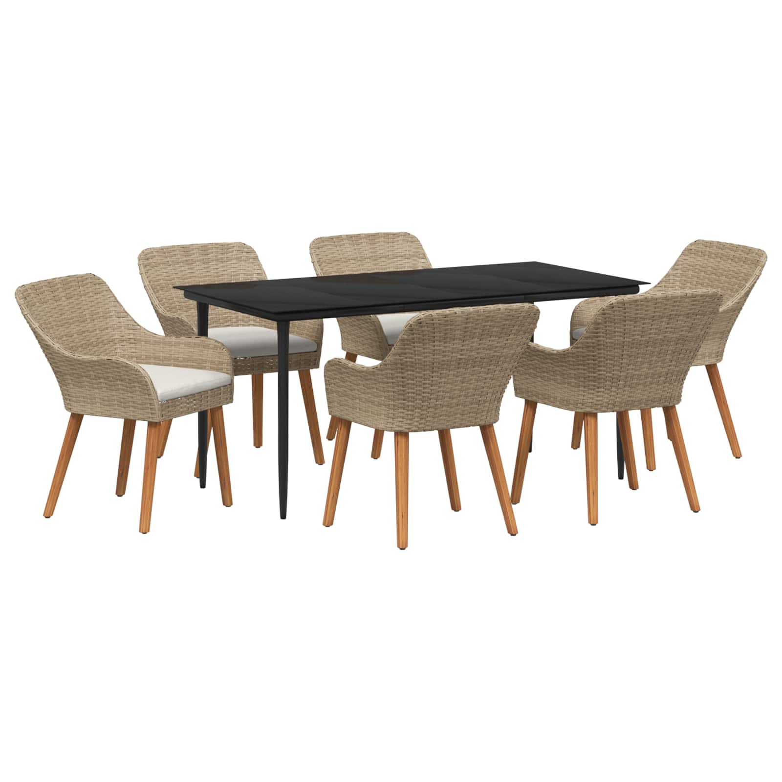 Garten Essgruppe mit Kissen 3 pcs Schwarz Poly-Rattan