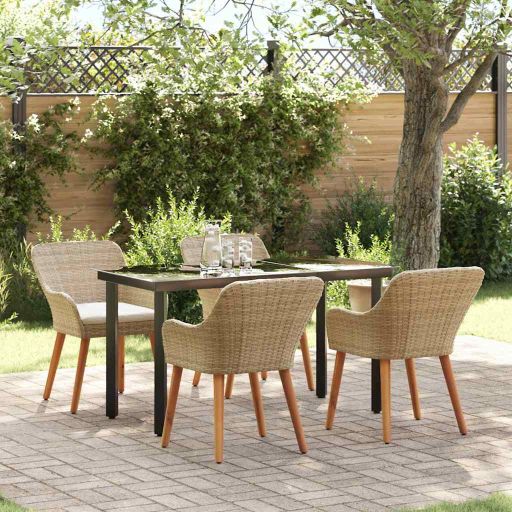 Garten Essgruppe mit Kissen 3 pcs Schwarz Poly-Rattan