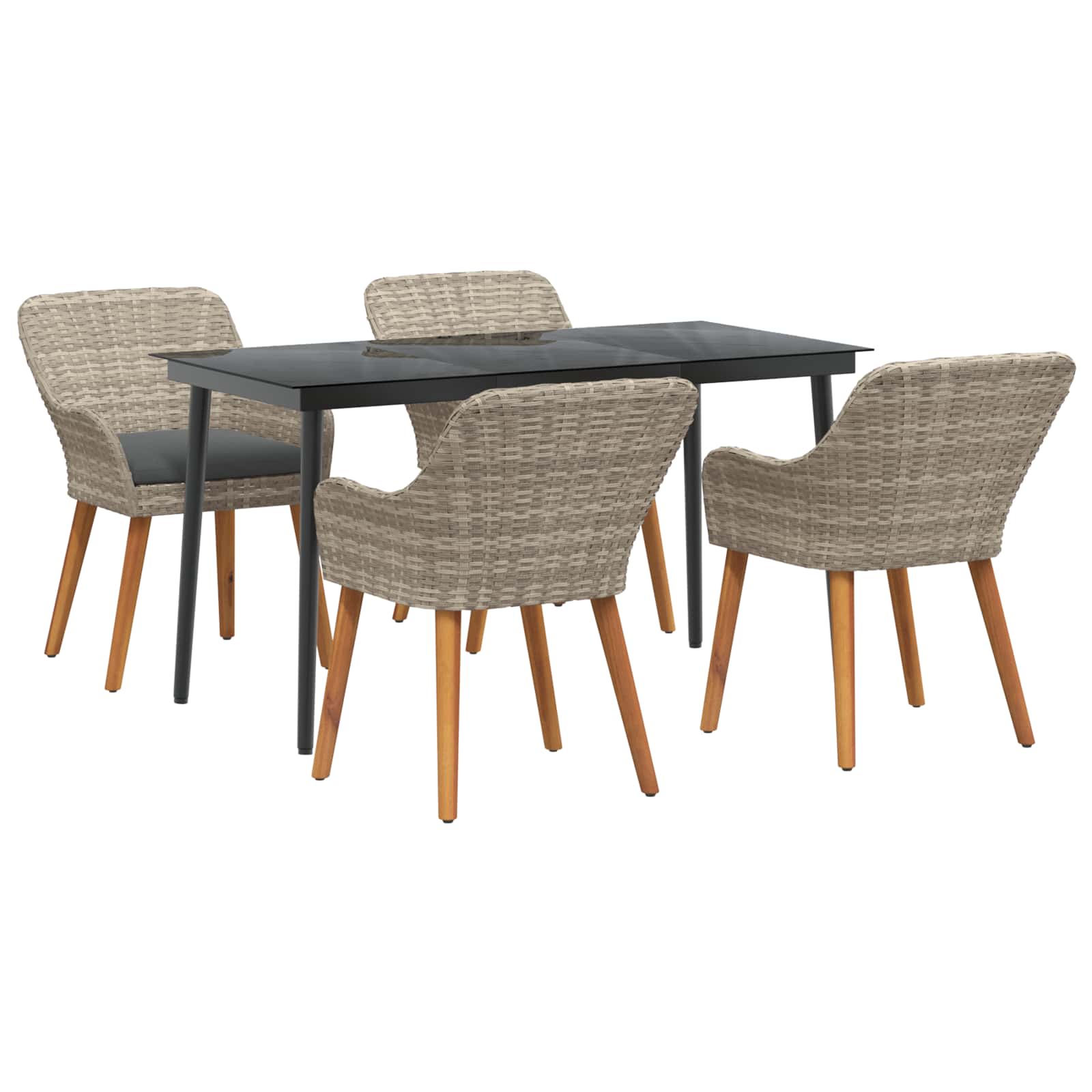 Garten Essgruppe mit Kissen 3 pcs Hellgrau Poly-Rattan