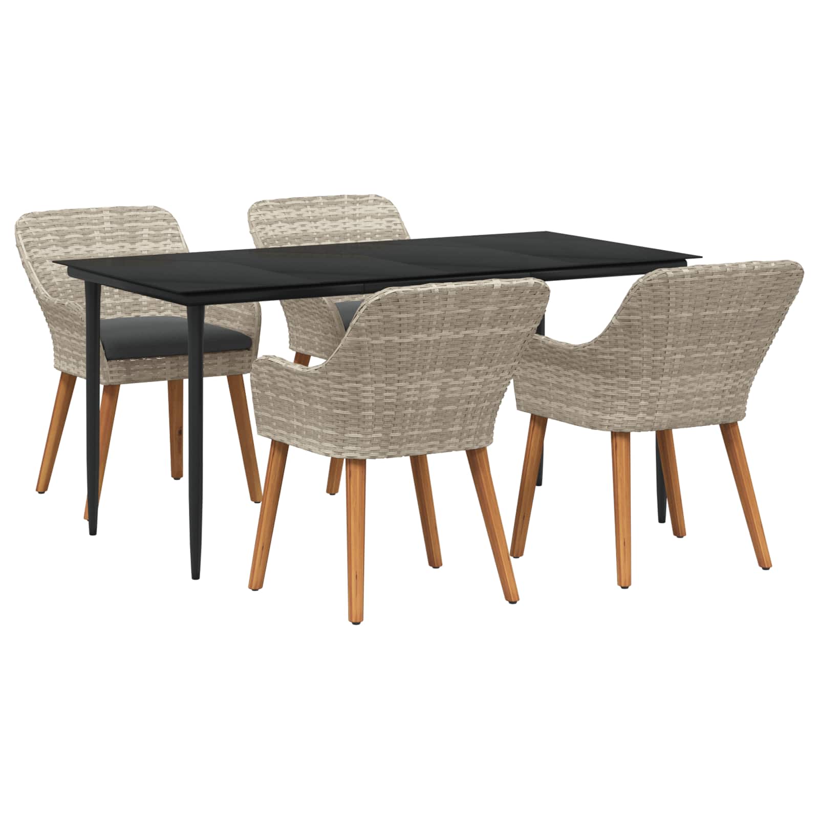 Garten Essgruppe mit Kissen 3 pcs Hellgrau Poly-Rattan