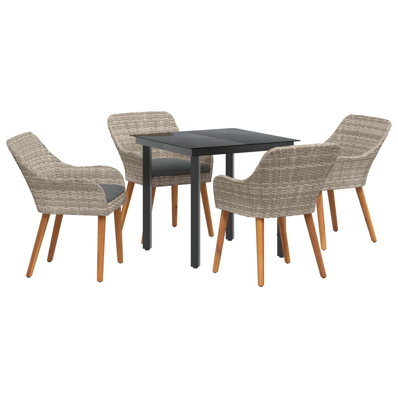 Garten Essgruppe mit Kissen 3 pcs Hellgrau Poly-Rattan