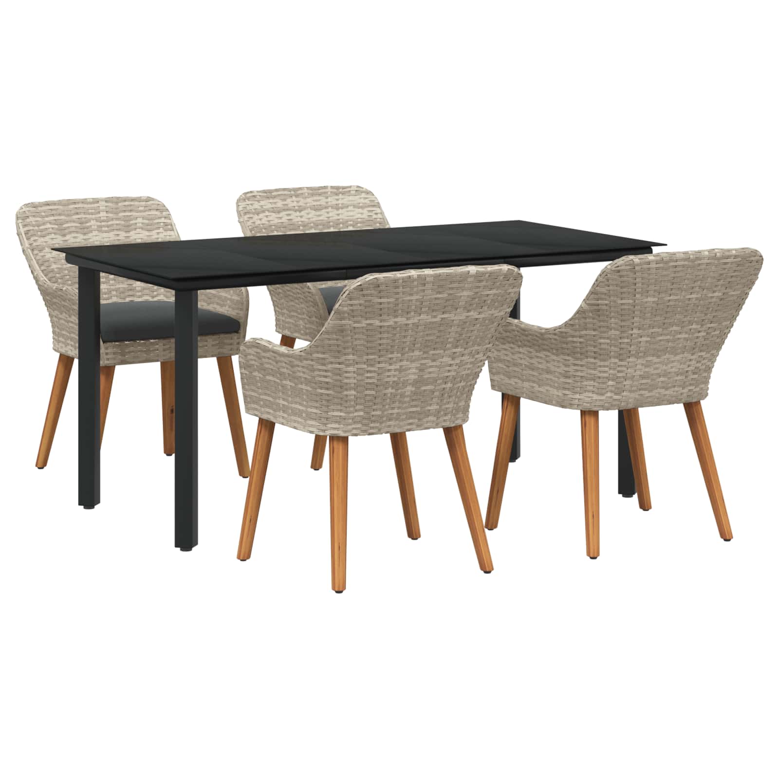 Garten Essgruppe mit Kissen 3 pcs Hellgrau Poly-Rattan
