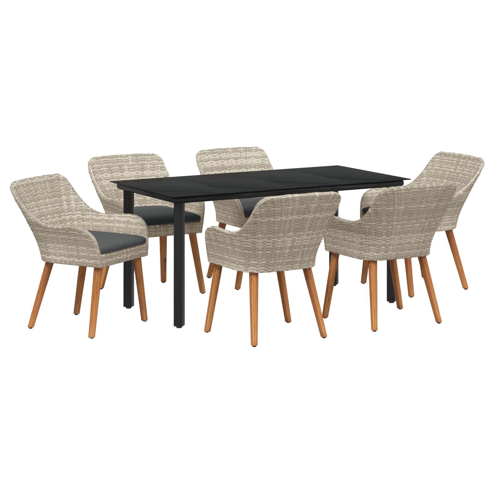 Garten Essgruppe mit Kissen 3 pcs Hellgrau Poly-Rattan
