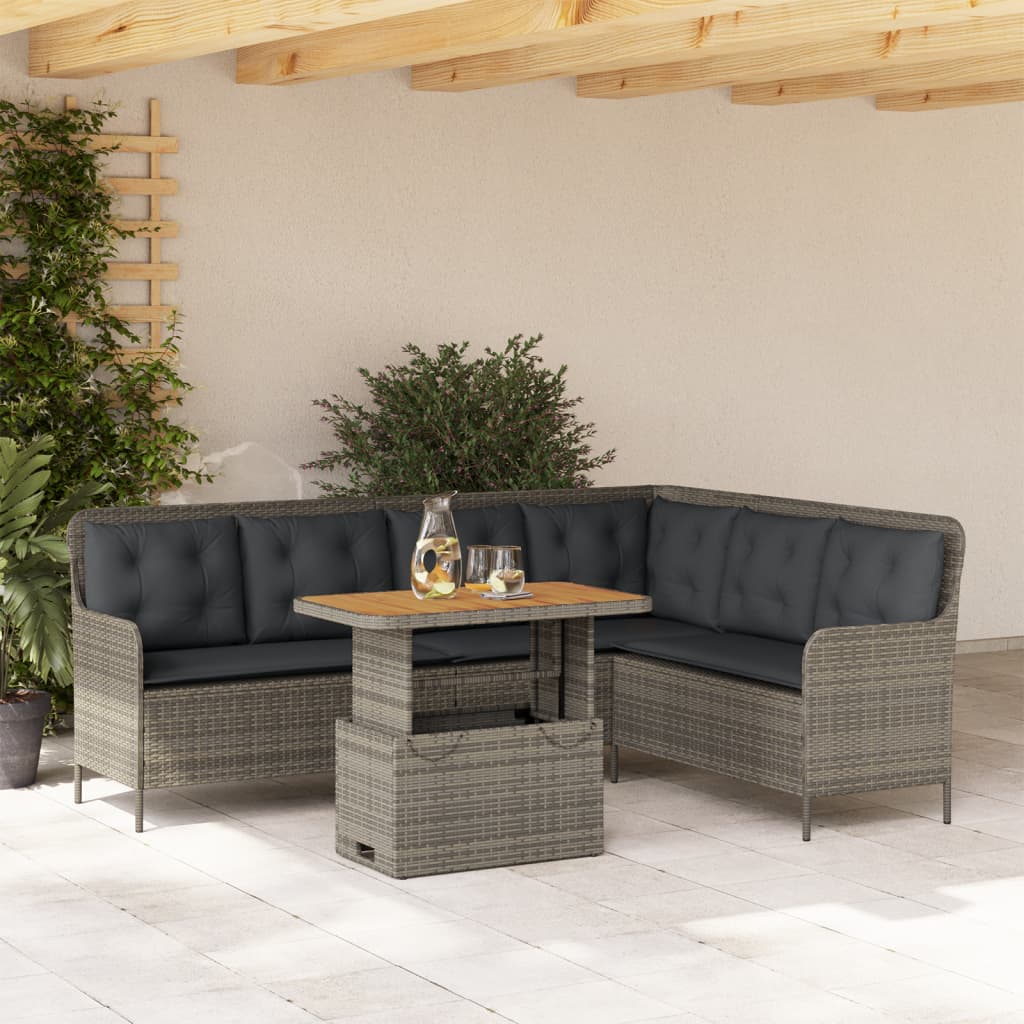 2-tlg. Garten-Sofagarnitur mit Auflagen Schwarz Poly Rattan