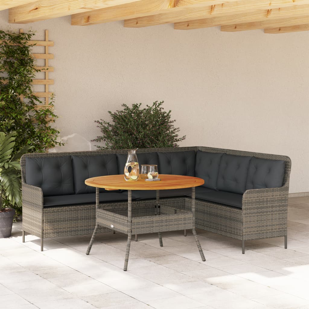 2-tlg. Garten-Sofagarnitur mit Auflagen Schwarz Poly Rattan