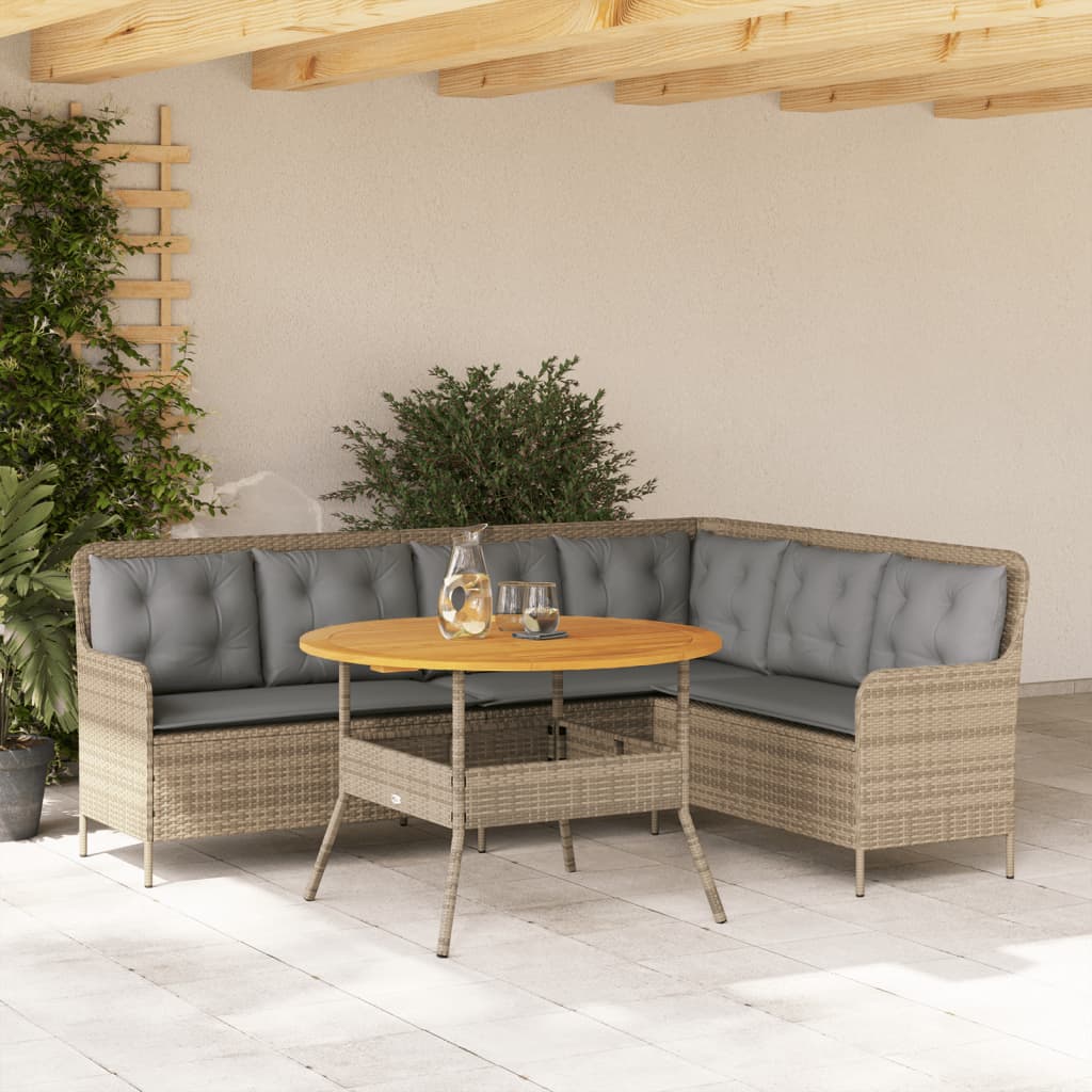 2-tlg. Garten-Sofagarnitur mit Auflagen Schwarz Poly Rattan