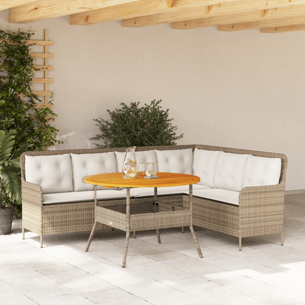 2-tlg. Garten-Sofagarnitur mit Auflagen Schwarz Poly Rattan
