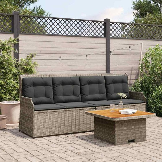 3-tlg. Garten-Lounge-Set mit Kissen Schwarz Poly Rattan