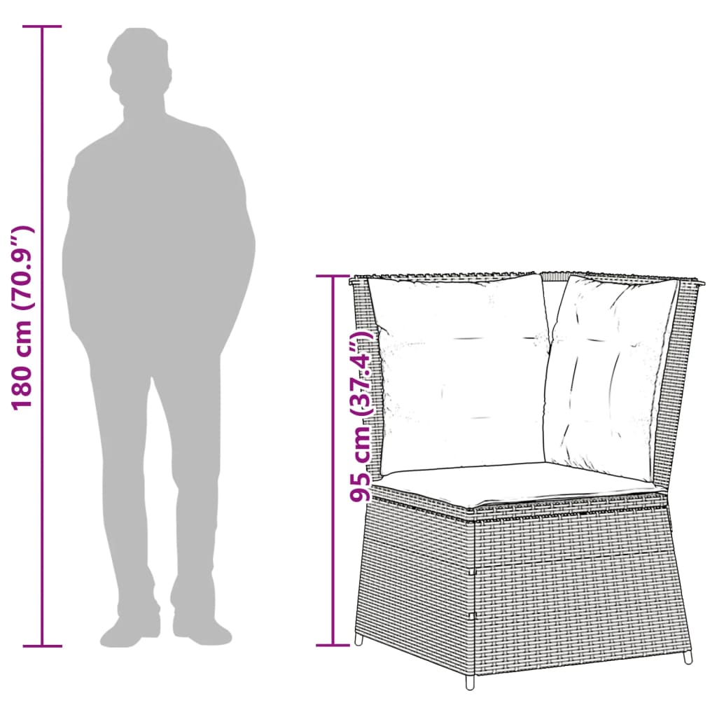 4-tlg. Garten-Lounge-Set mit Kissen Schwarz Poly Rattan