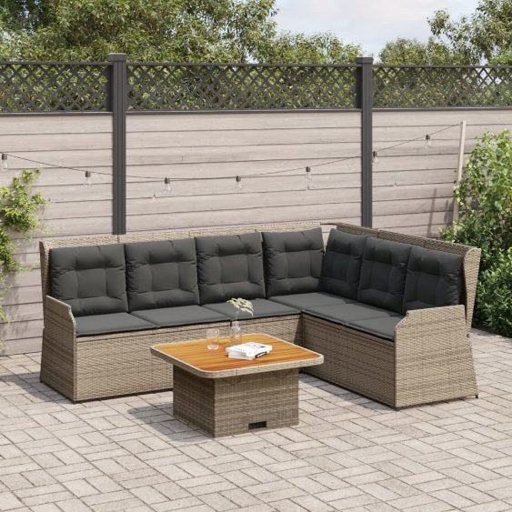 5-tlg. Garten-Lounge-Set mit Kissen Schwarz Poly Rattan