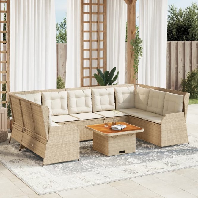 7-tlg. Garten-Lounge-Set mit Kissen Schwarz Poly Rattan