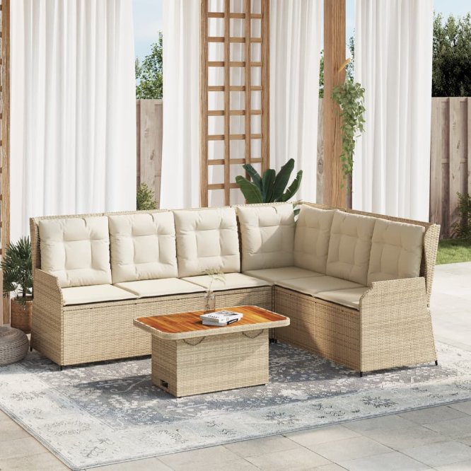 5-tlg. Garten-Lounge-Set mit Kissen Schwarz Poly Rattan
