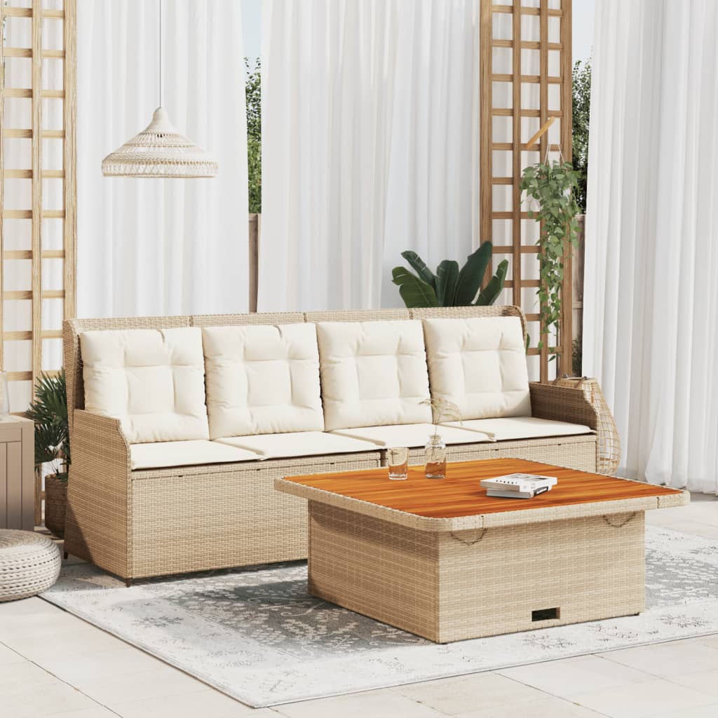 3-tlg. Garten-Sofagarnitur mit Kissen Schwarz Poly Rattan