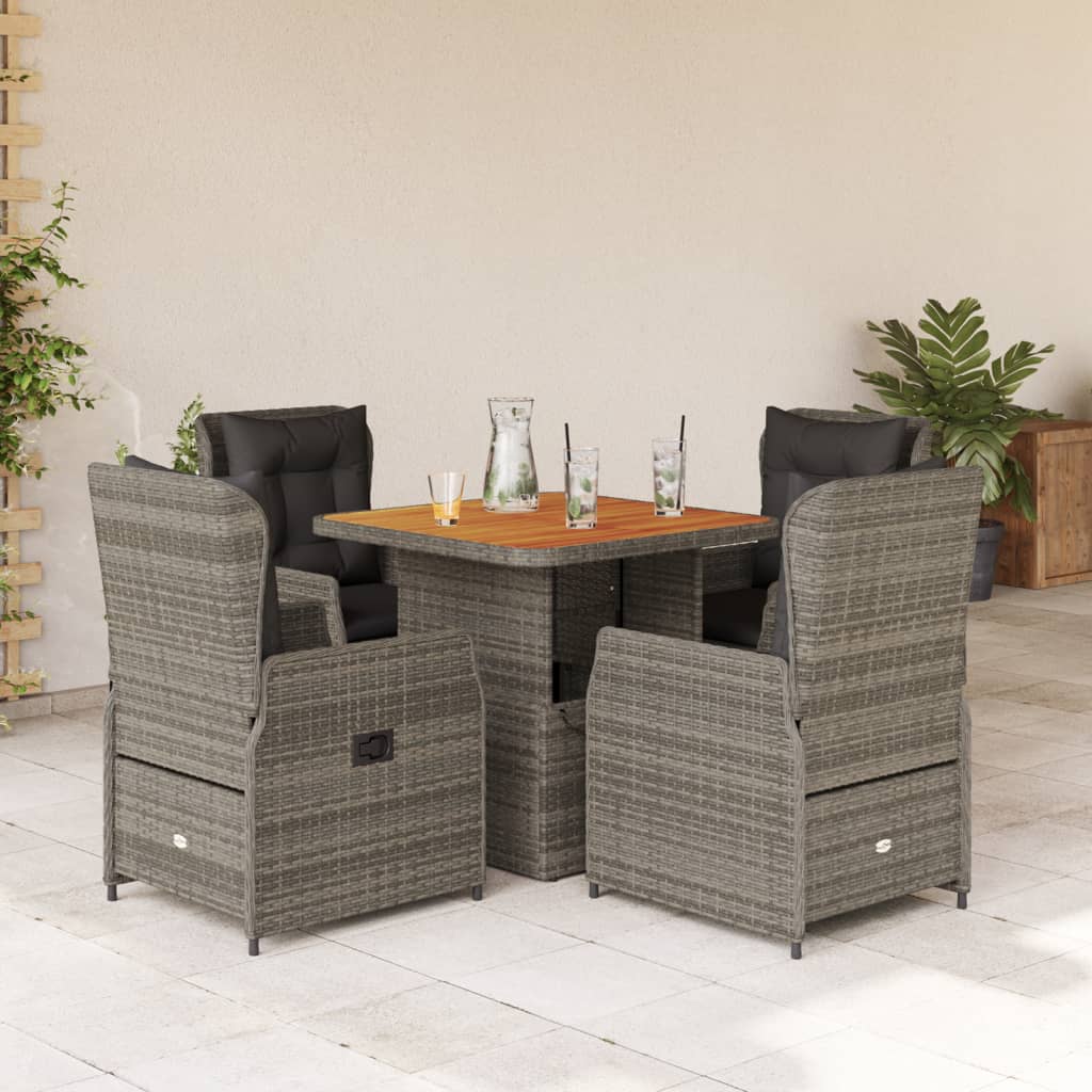3-tlg. Bistro-Set mit Kissen Schwarz Poly Rattan