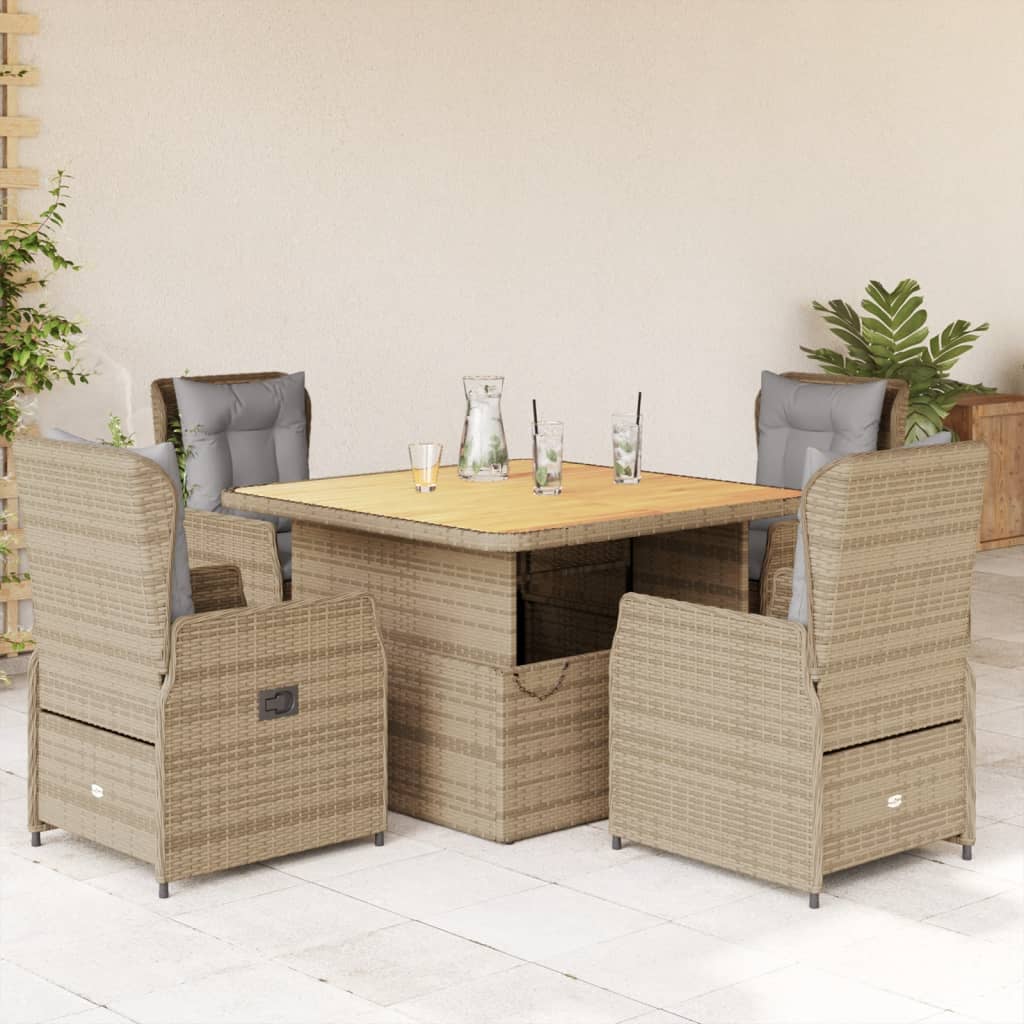 3-tlg. Bistro-Set mit Kissen Schwarz Poly Rattan