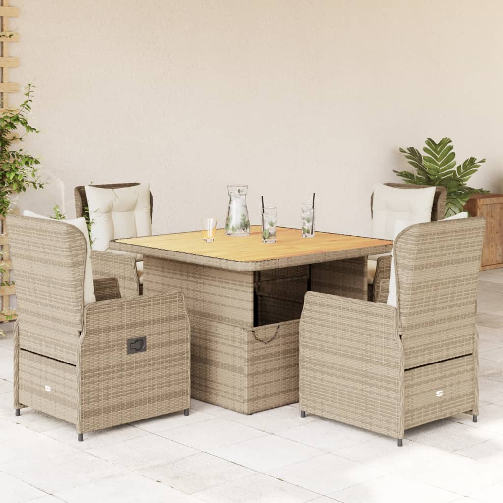 3-tlg. Bistro-Set mit Kissen Schwarz Poly Rattan