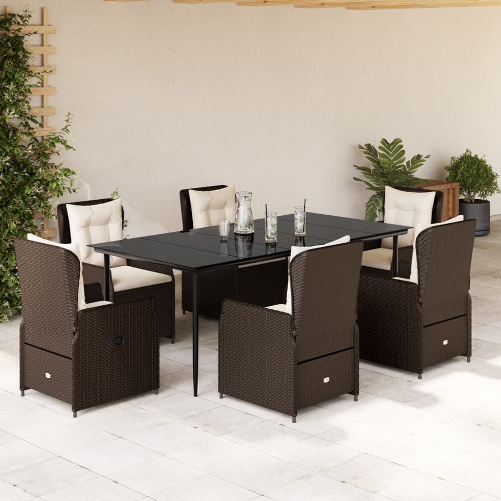 3-tlg. Garten-Essgruppe mit Kissen Schwarz Poly Rattan