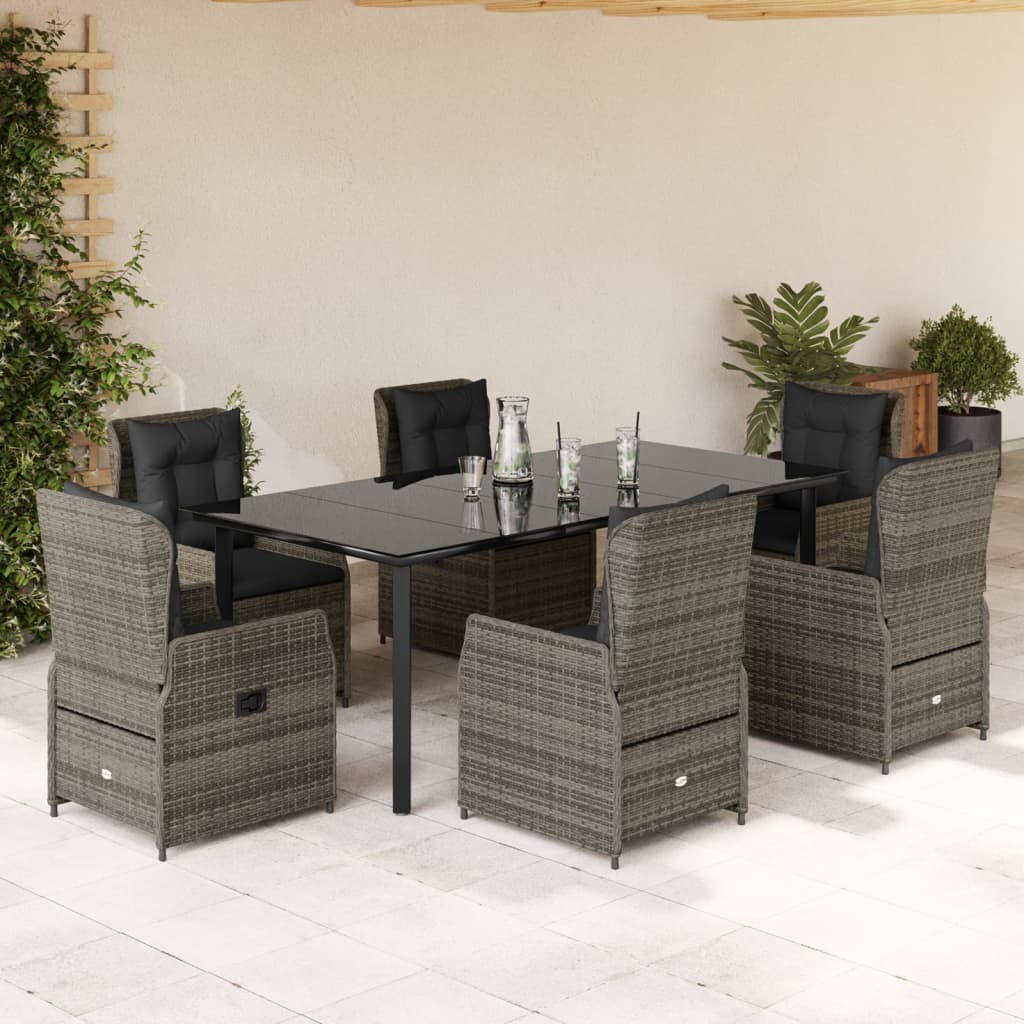 3-tlg. Garten-Essgruppe mit Kissen Schwarz Poly Rattan
