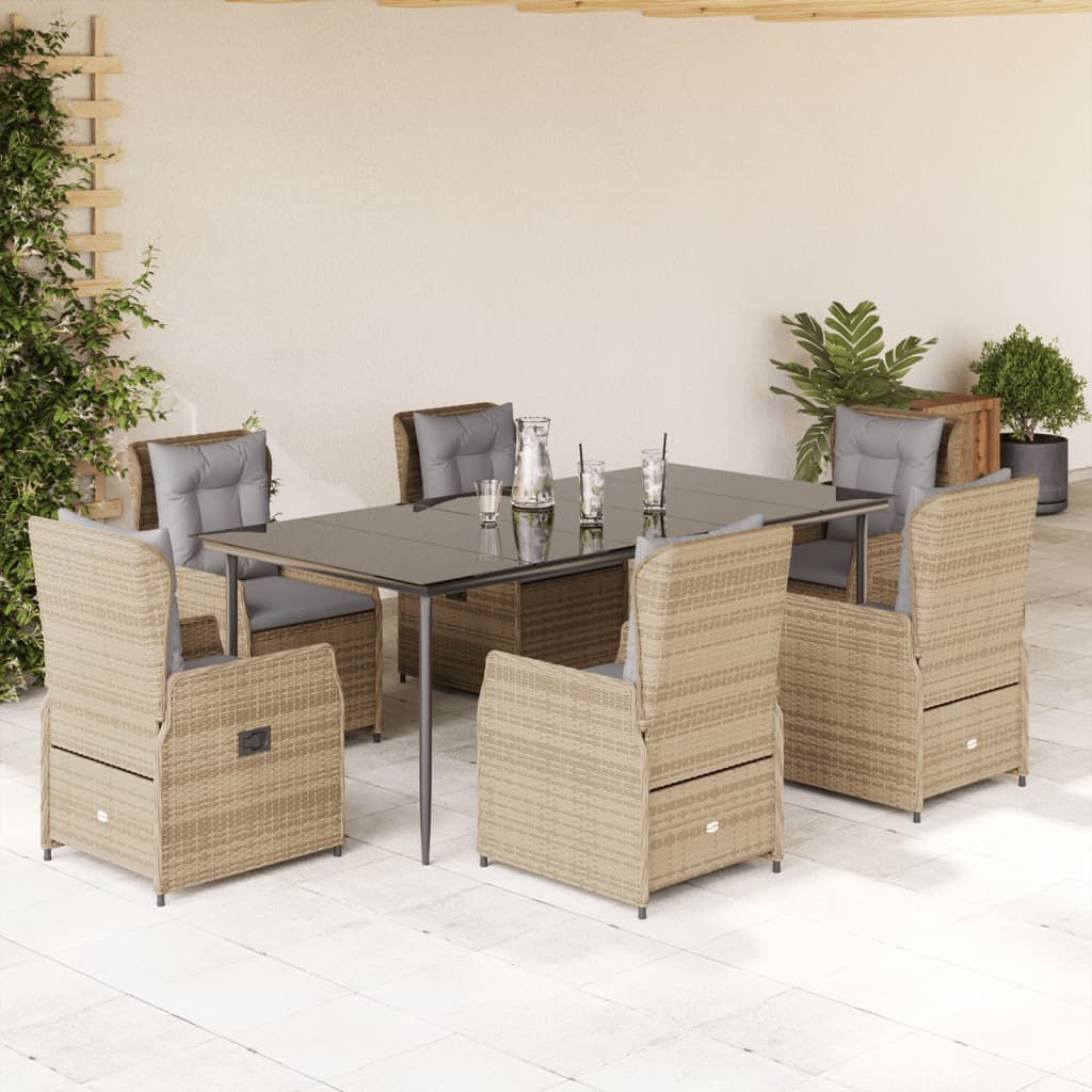 3-tlg. Garten-Essgruppe mit Kissen Schwarz Poly Rattan