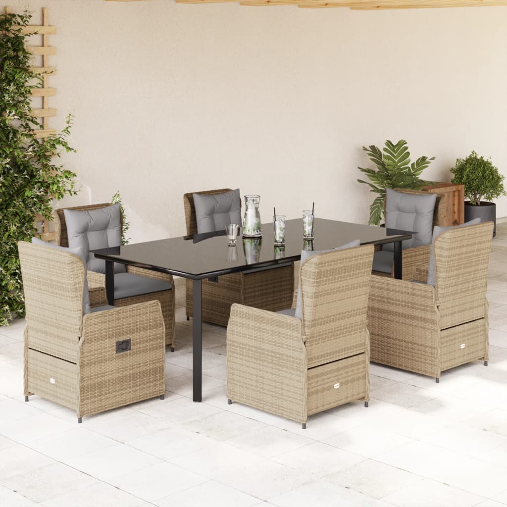 3-tlg. Garten-Essgruppe mit Kissen Schwarz Poly Rattan