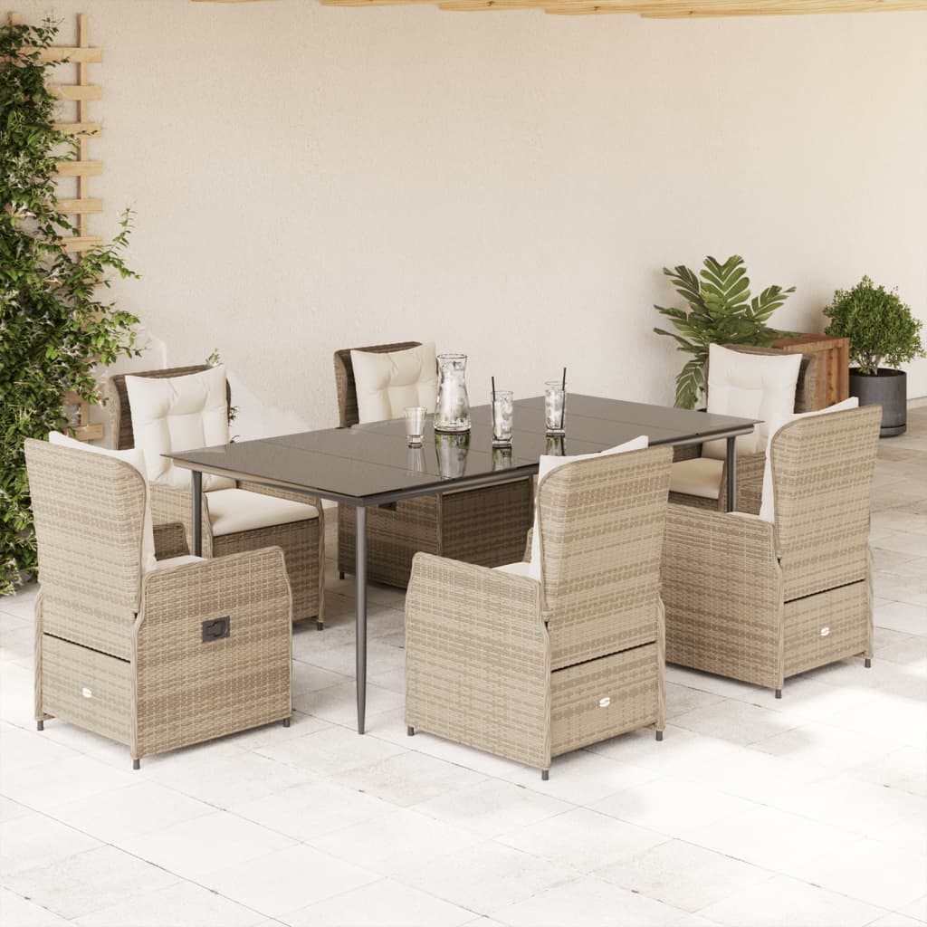 3-tlg. Garten-Essgruppe mit Kissen Schwarz Poly Rattan