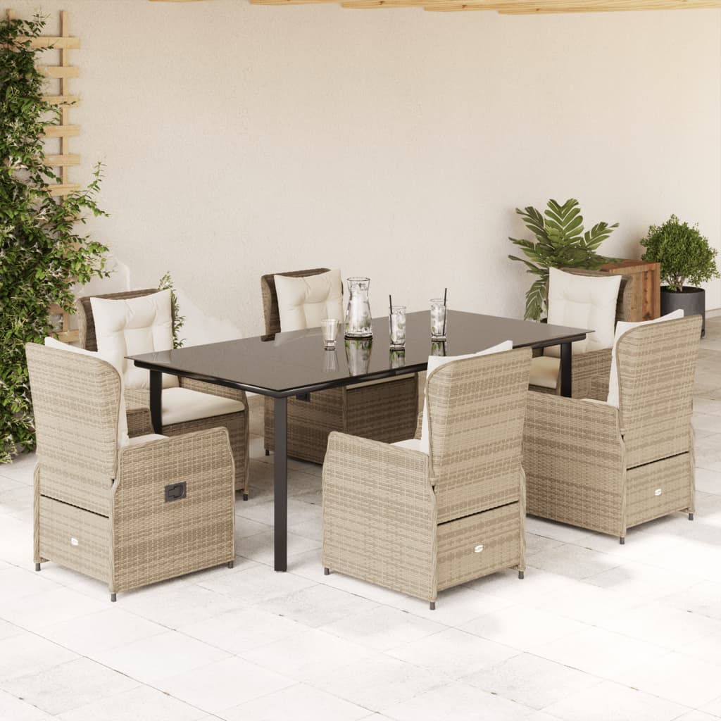3-tlg. Garten-Essgruppe mit Kissen Schwarz Poly Rattan