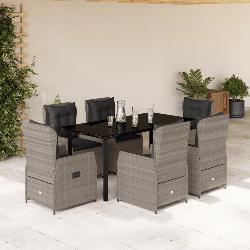 3-tlg. Garten-Essgruppe mit Kissen Schwarz Poly Rattan