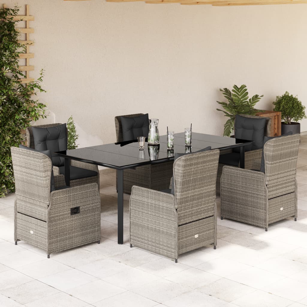 3-tlg. Garten-Essgruppe mit Kissen Schwarz Poly Rattan