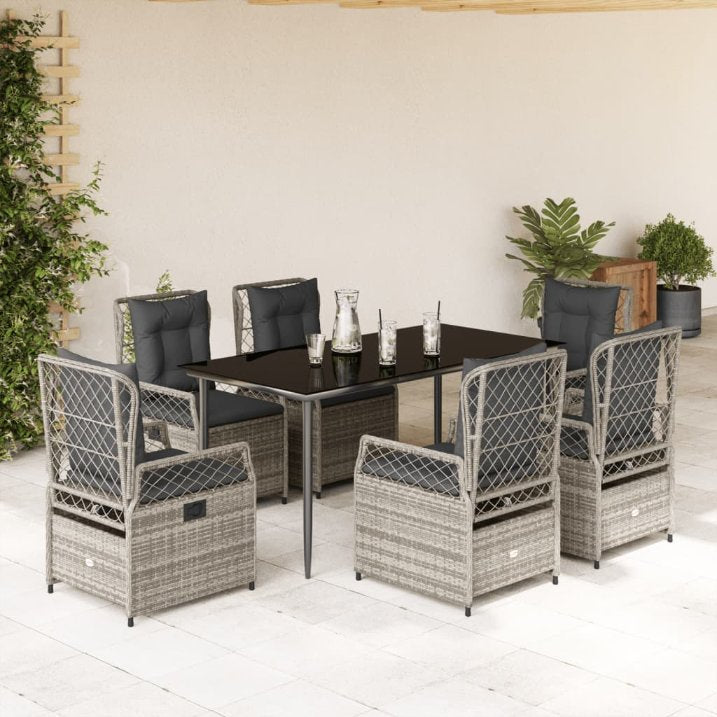 3-tlg. Garten-Essgruppe mit Kissen Schwarz Poly Rattan