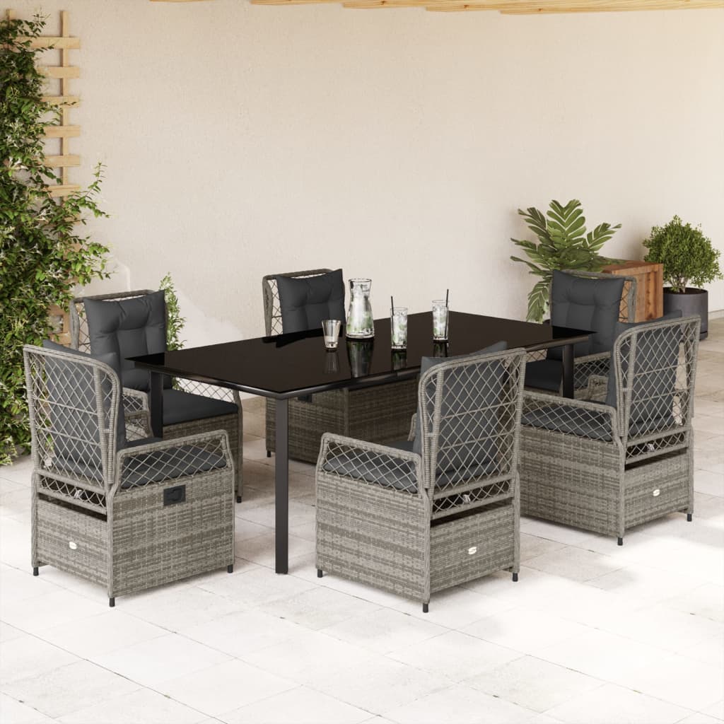 3-tlg. Garten-Essgruppe mit Kissen Schwarz Poly Rattan