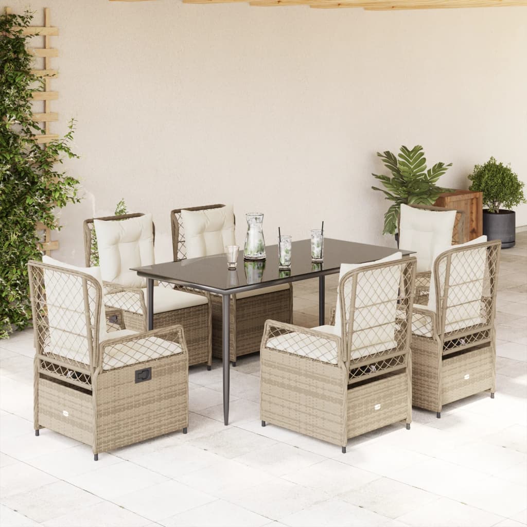 3-tlg. Garten-Essgruppe mit Kissen Schwarz Poly Rattan