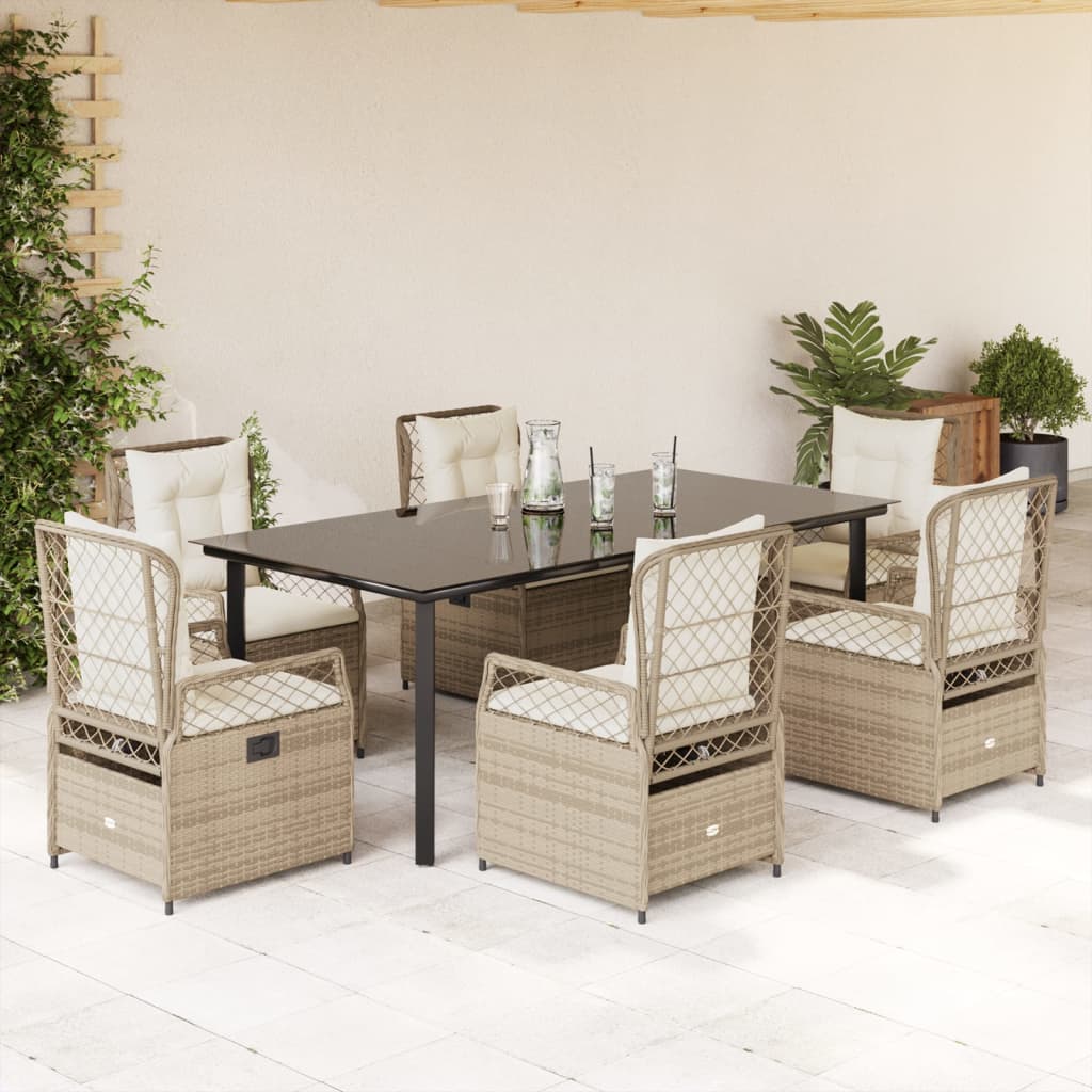 3-tlg. Garten-Essgruppe mit Kissen Schwarz Poly Rattan