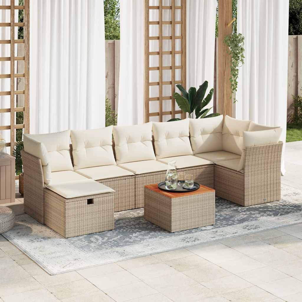 8-tlg. Garten-Sofagarnitur mit Kissen Schwarz Poly Rattan
