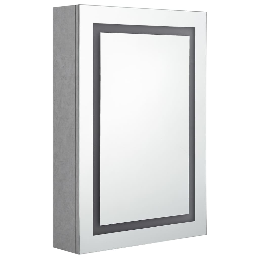 vidaXL LED-Bad-Spiegelschrank Betongrau 50x13x70 cm