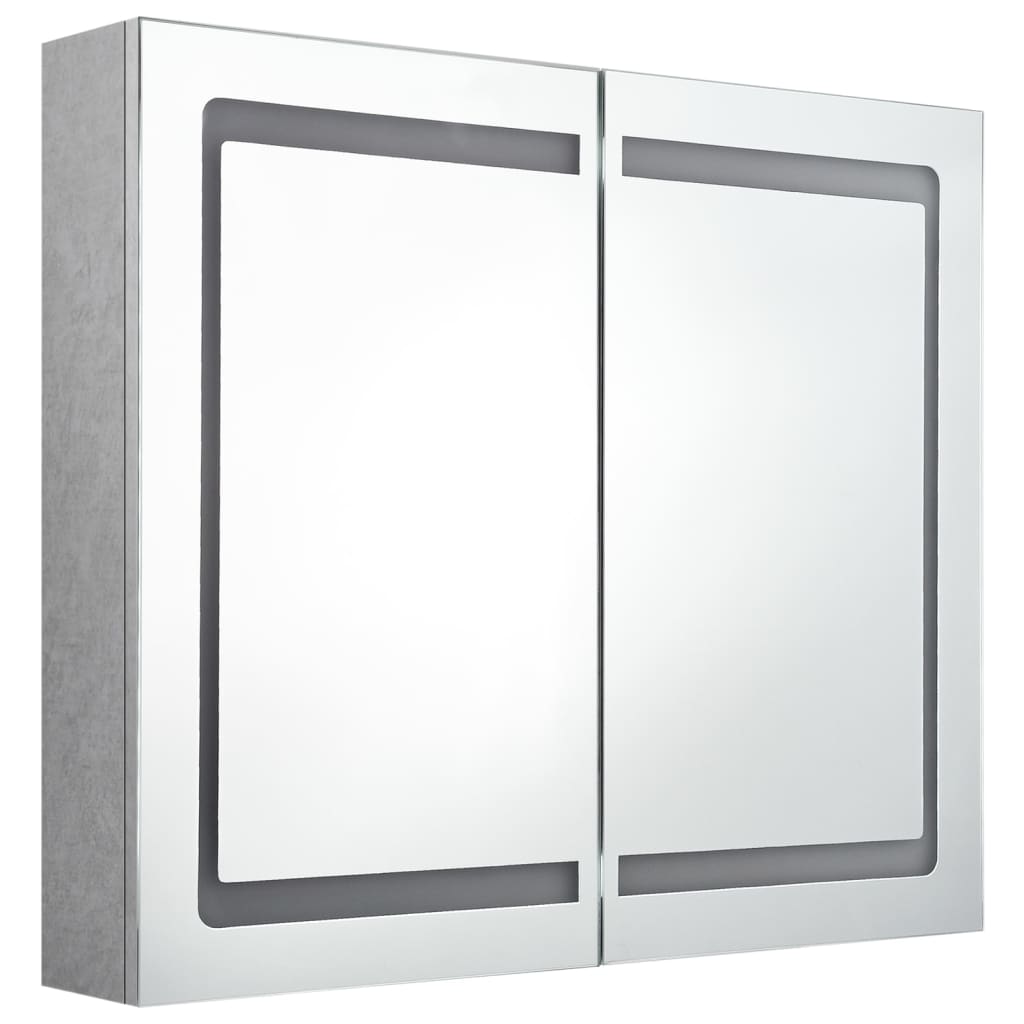 vidaXL LED-Spiegelschrank fürs Bad Betongrau 80x12x68 cm