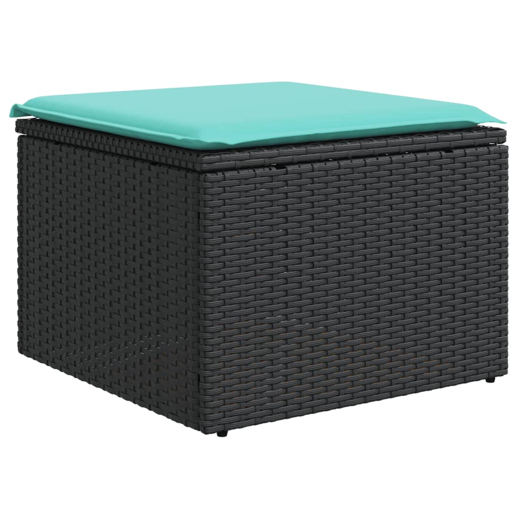 8-teiliges Gartensofa-Set mit Kissen, schwarzes Polyrattan