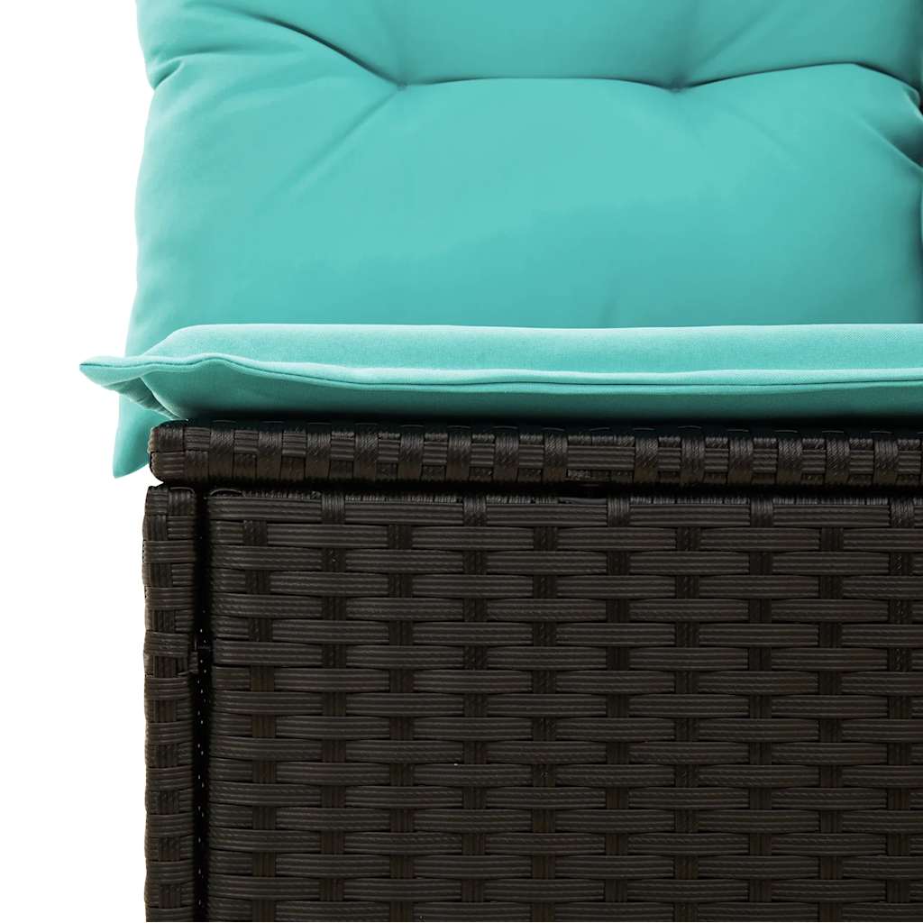8-teiliges Gartensofa-Set mit Kissen, schwarzes Polyrattan